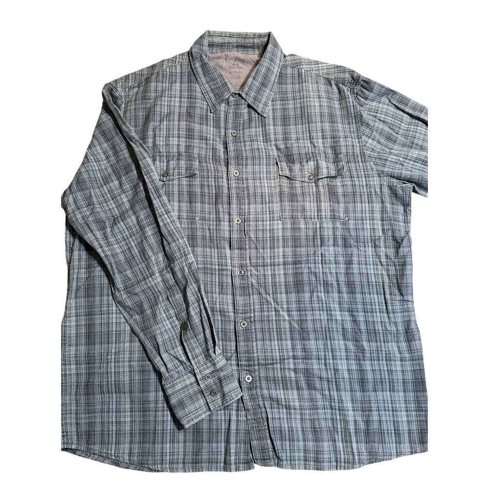 Ascend Blue Brown Plaid Long Sleeve Performance Button Performance Shirt Size XL